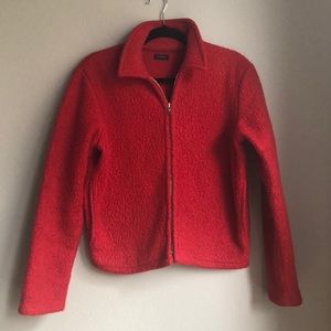 Retro Red J Crew fuzzy jacket